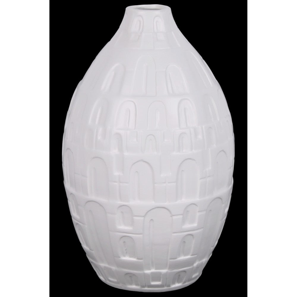 Bellied Vase With Tapered Bottom In Ceramic, Large, White