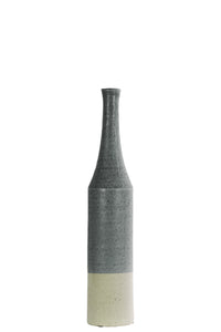 Long Neck Bottle Vase In Ceramic, Silver