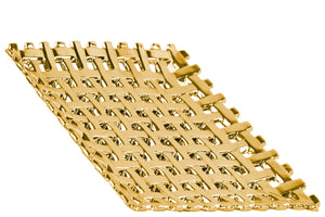 Square Ceramic Concave Tray With Woven Pattern, Chrome Gold