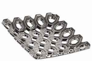 Perforated Circle Patterned Square Concave Tray In Ceramic, Chrome Silver