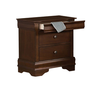 Wooden Night Stand With Hidden Drawer, Cherry Brown