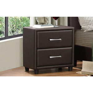 2 Drawer Night Stand In Wood And PVC, Brown