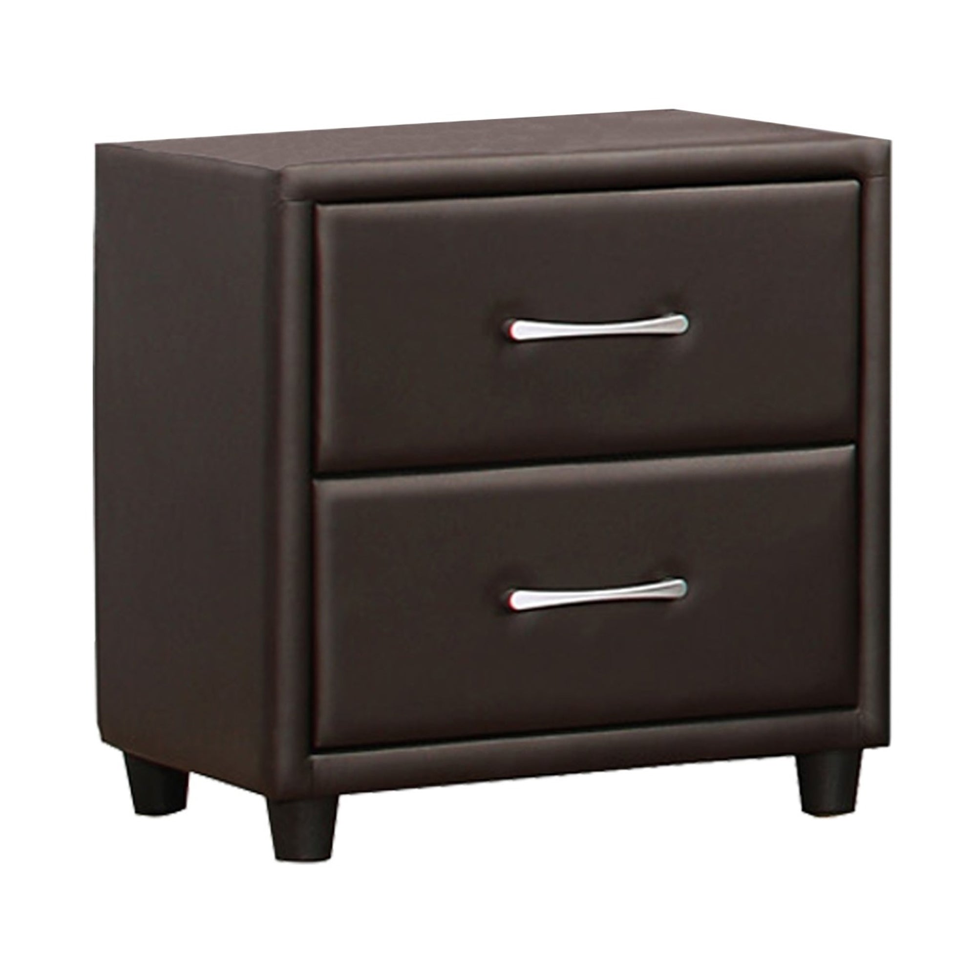 2 Drawer Night Stand In Wood And PVC, Black