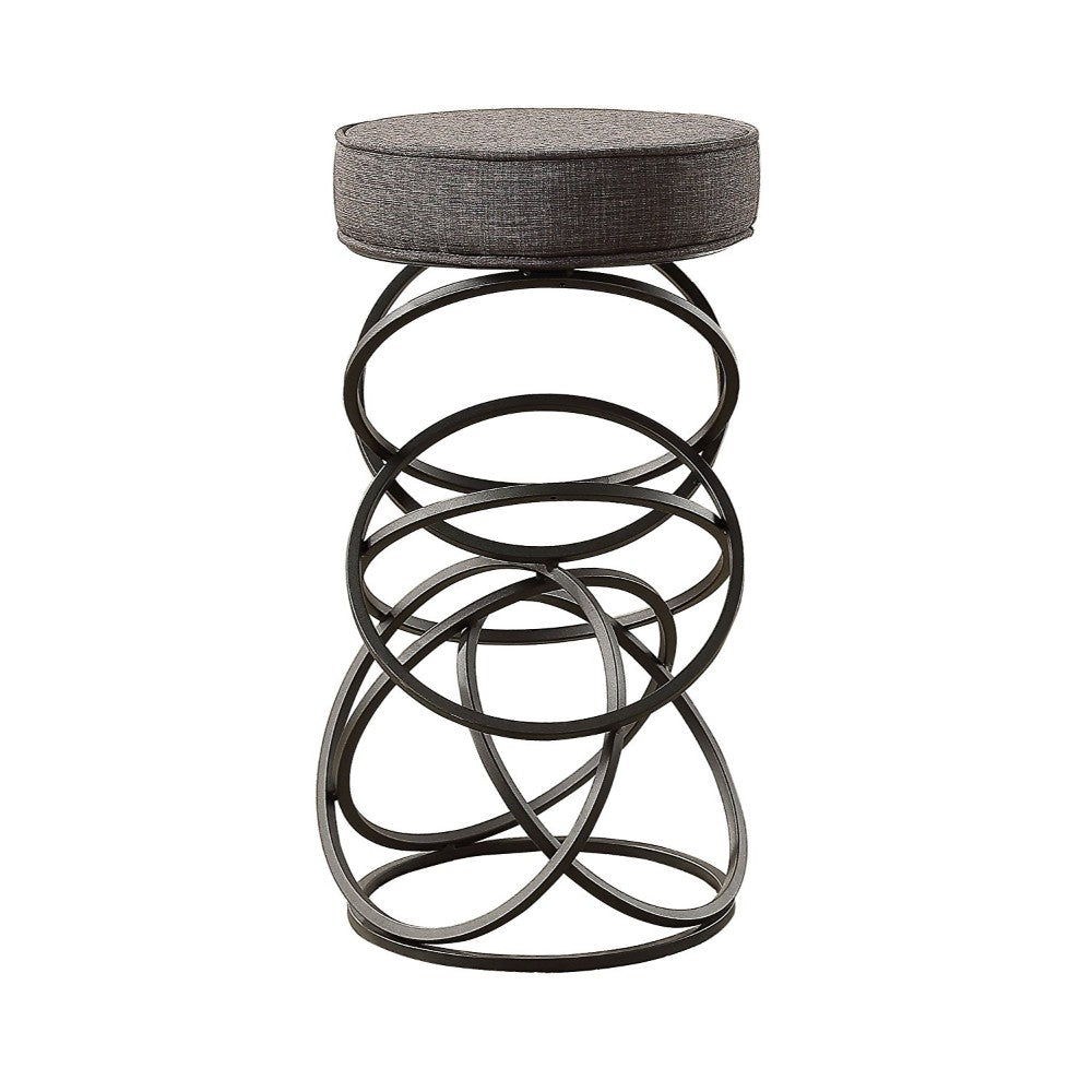 PubHeight Metal Accent Stool With Interconnecting Circles Base , Gray