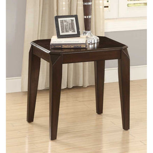 Contemporary Solid Wooden End Table With Tapered Legs, Cherry Brown