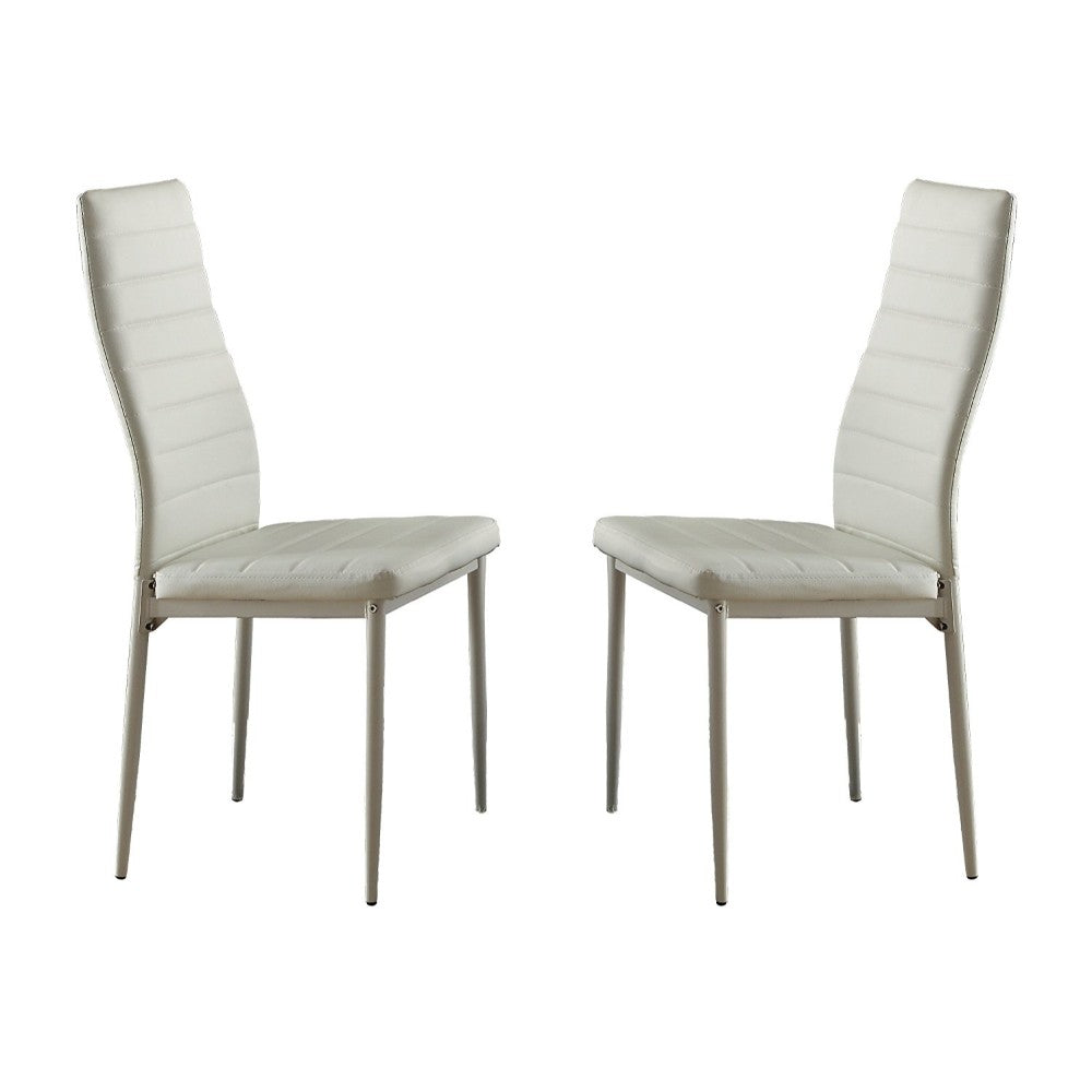 BiCast Vinyl Side Chairs With Curvy Backs, Set of 2, White