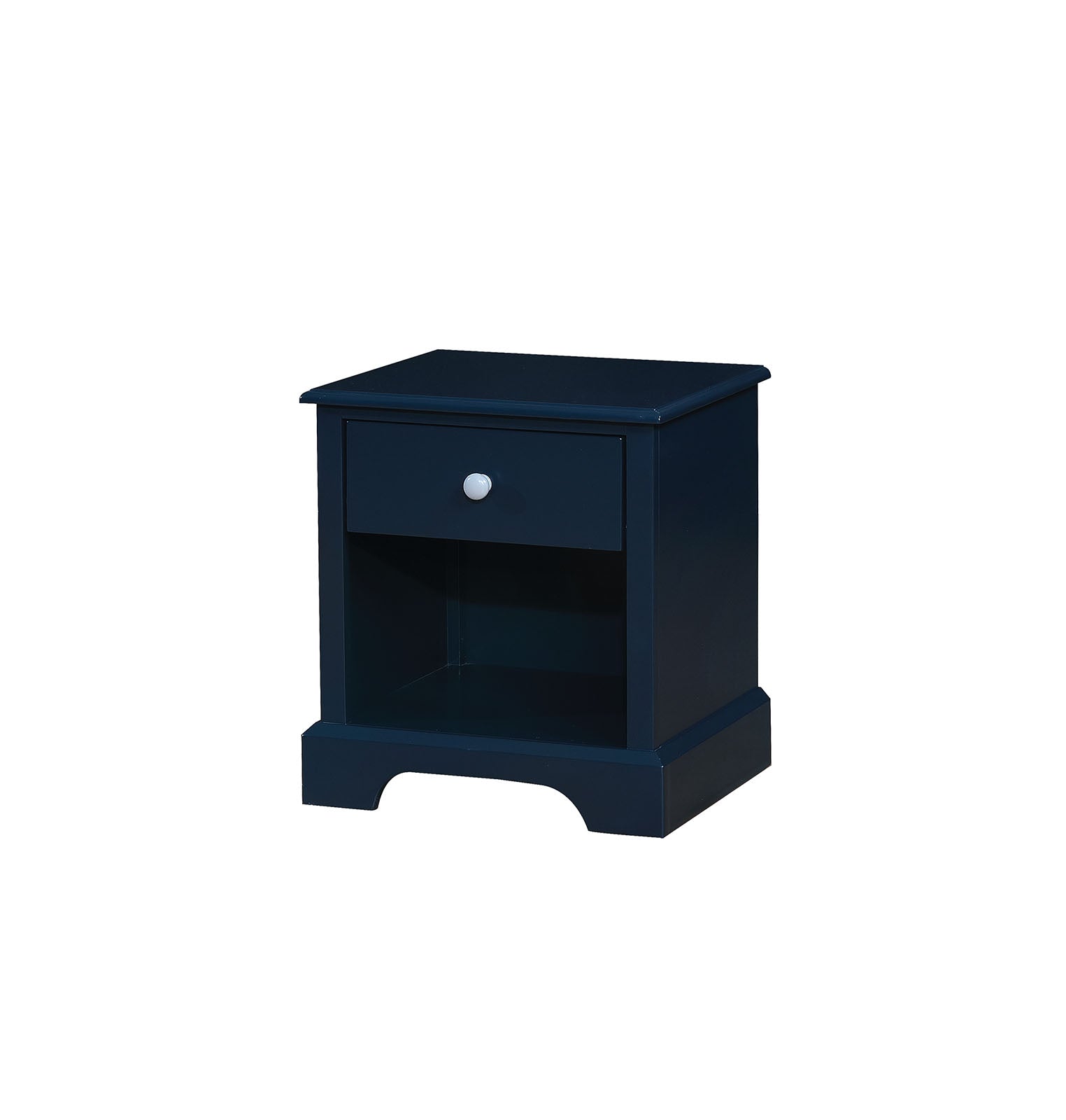 Transitional Solid Wood Night Stand With Drawer, Blue