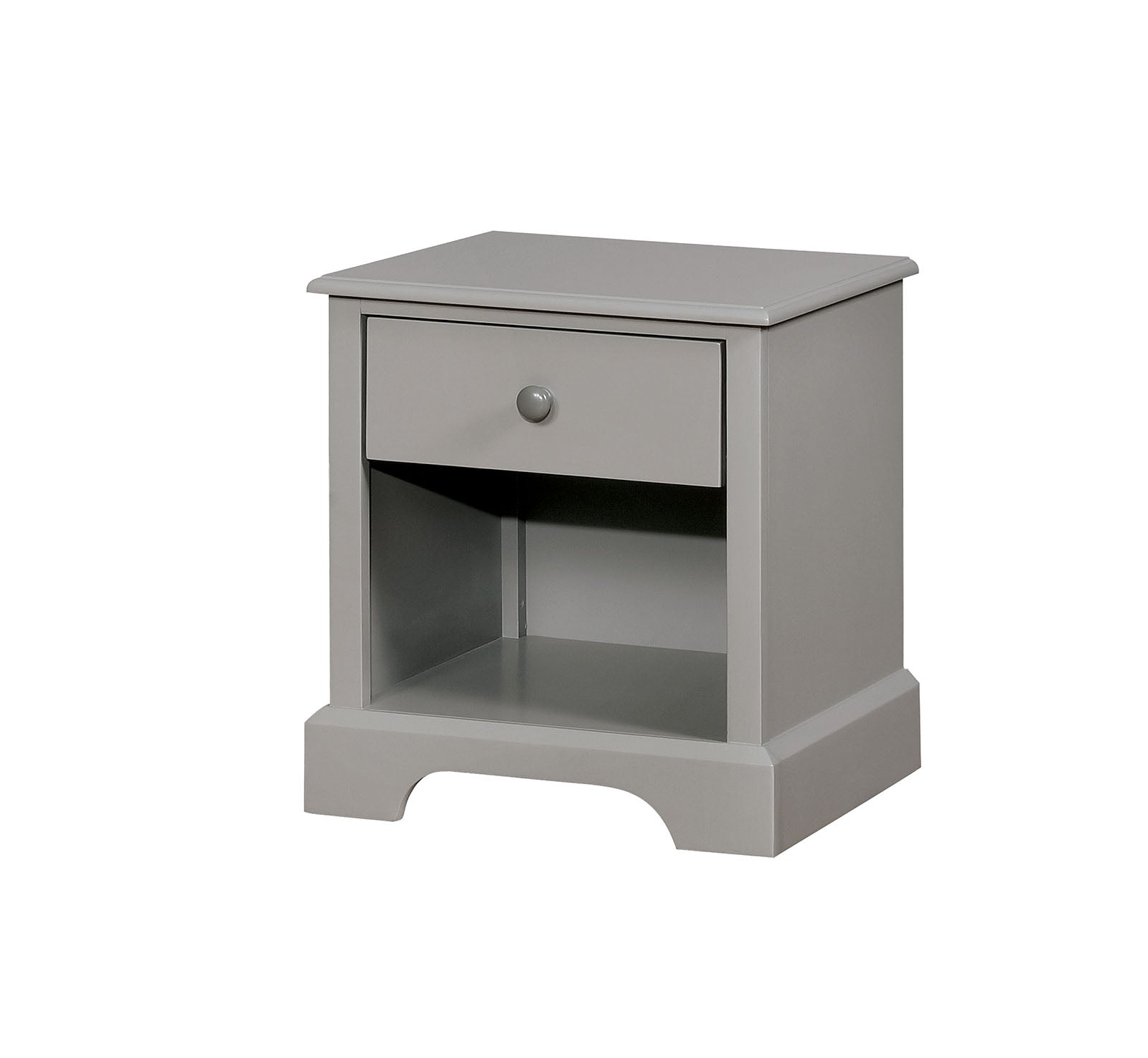 Transitional Solid Wood Night Stand With Spacious Storage, Gray