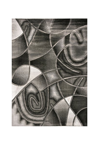 Abstract Patterned Area Rug In Polyester With Jute Mesh, Small, Gray