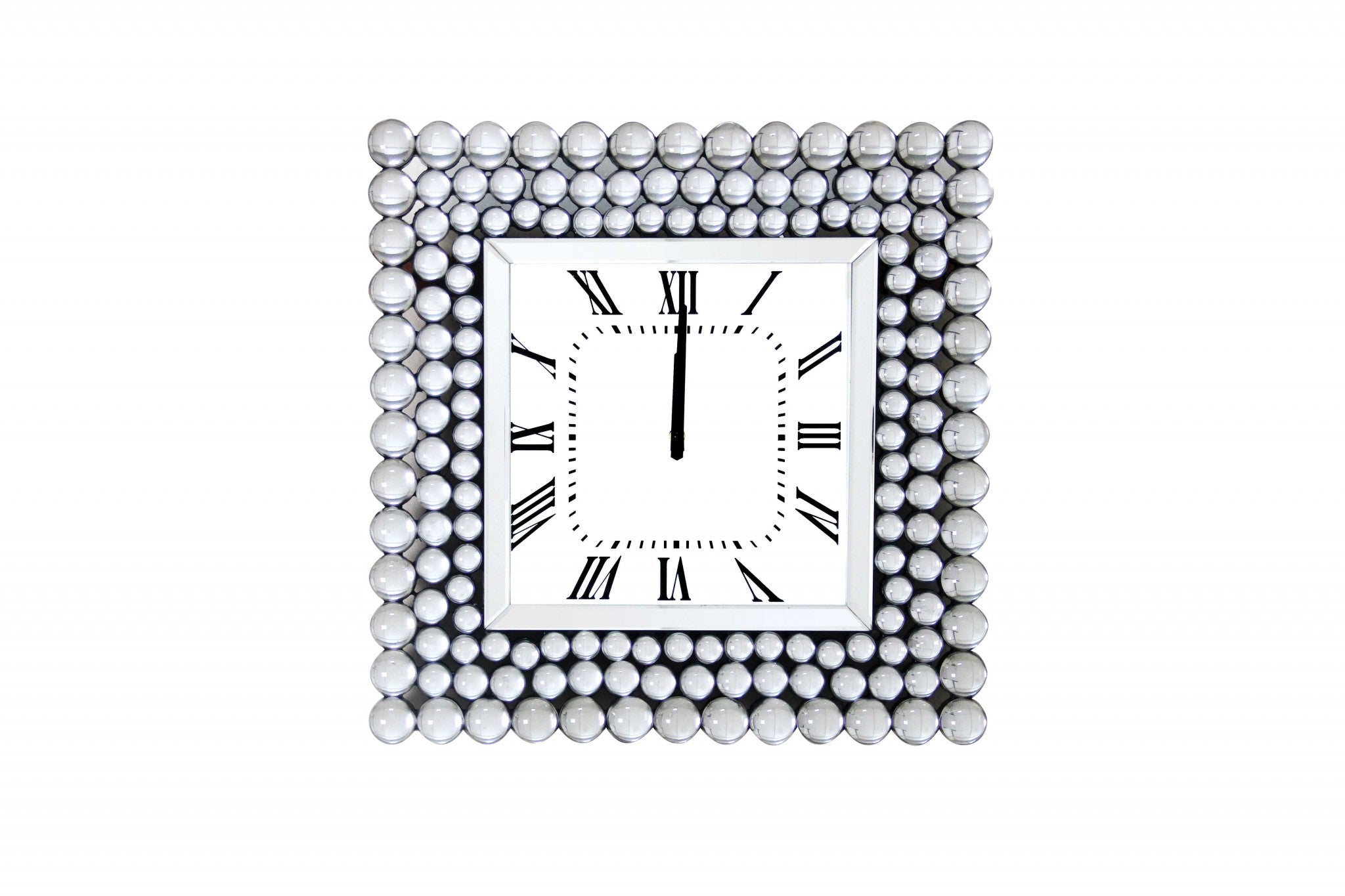 Mirrored Wall Clock In Square Shape, White