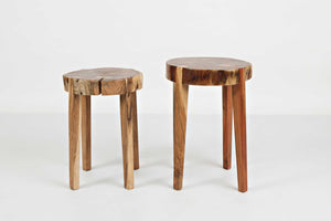 Wooden Round Accent Tables With Tappered Legs, Set Of Two, Brown