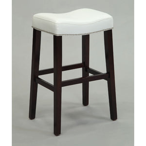 Polyurethane Upholstered Wooden Bar Stool, Set Of Two, White and Brown