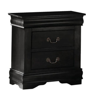 Wooden Nightstand with Two Drawers, Black