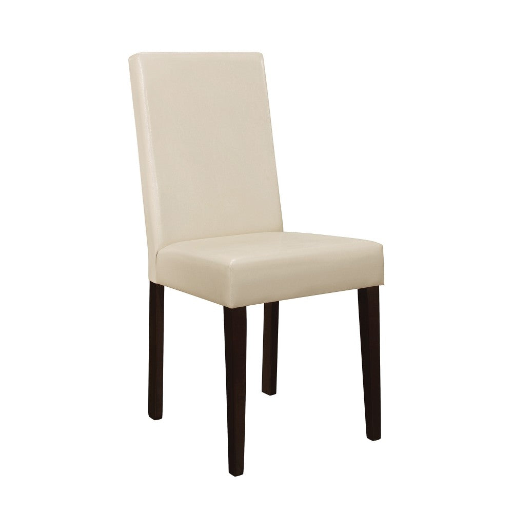 Contemporary Fabric Upholstered Wooden Dining Chair, Set of 2, Cream and  Brown