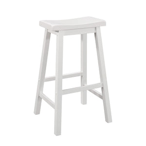 Wooden Bar Height Stool with Scooped Seat, Set of Two, White