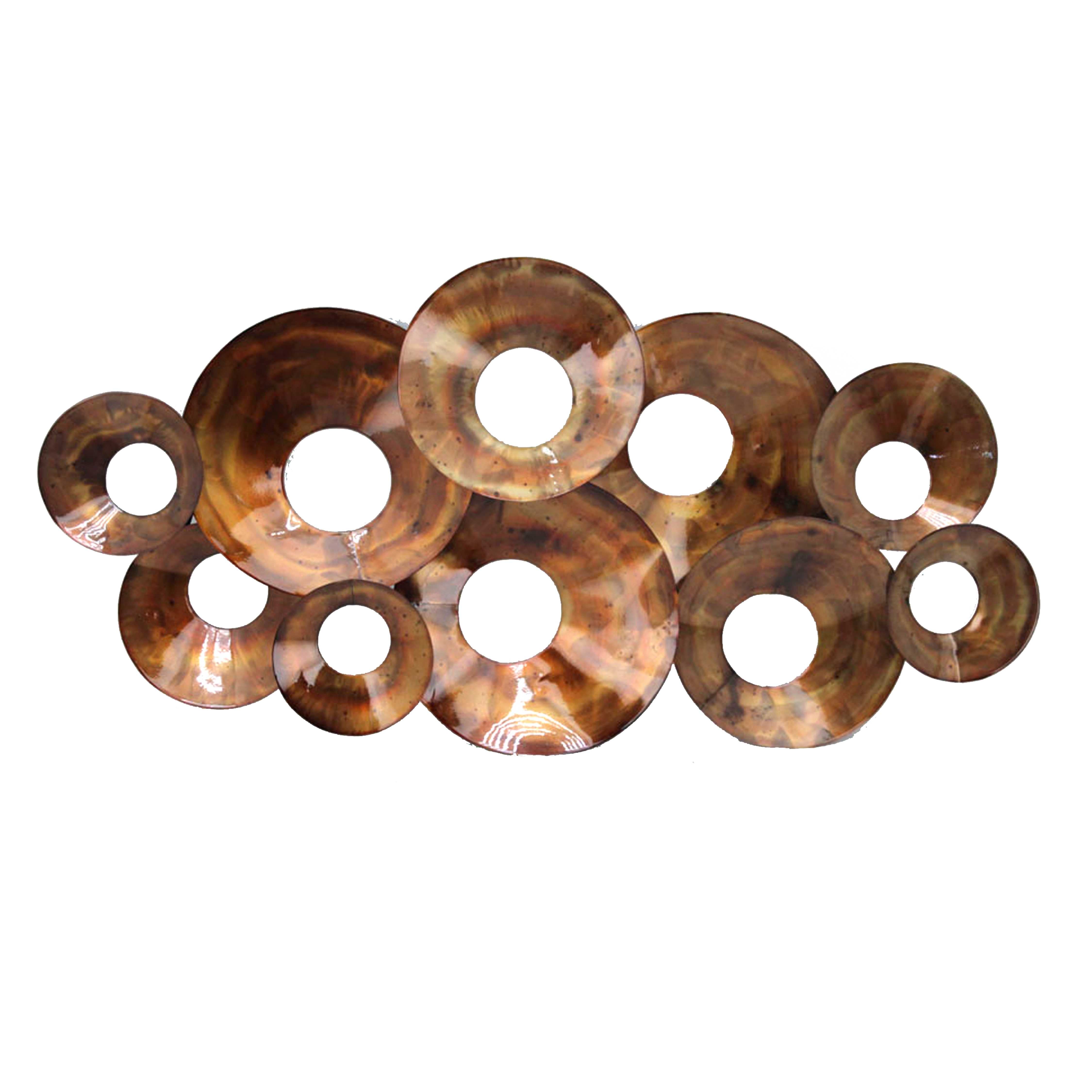 Metal Overlapped Circle Wall Sculpture, Copper
