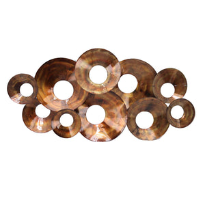 Metal Overlapped Circle Wall Sculpture, Copper