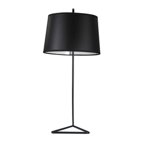 Steel Table Lamp with Empire Shaped Shade and Triangle Base, Black