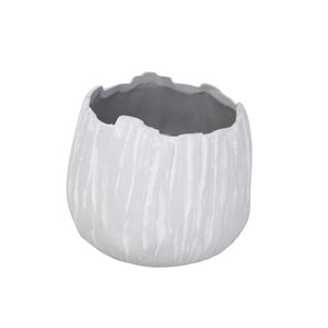 Irregular Shaped Ceramic Planter Pot, Small, White