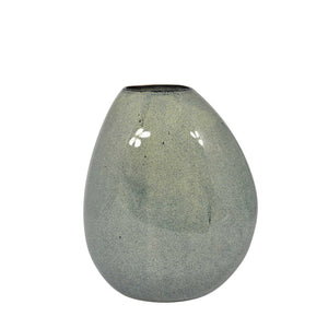 Decorative Glazed Ceramic Boulder Vase, Small, Gray