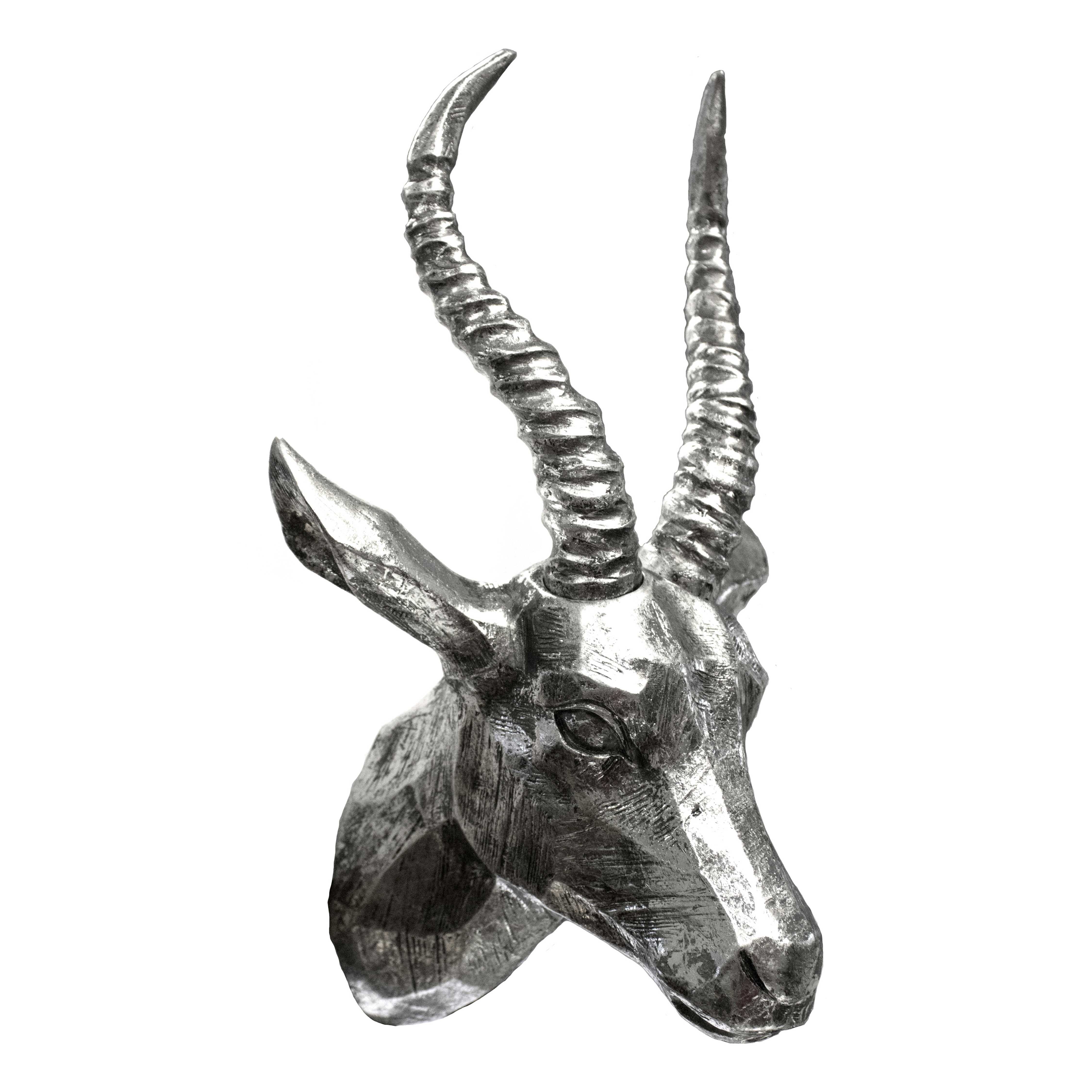 Polyresin Antelope Head Wall decor, Silver