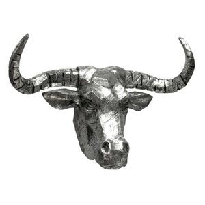 Polyresin Water Buffalo Head Wall decor, Silver