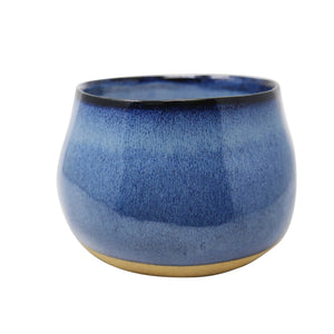 Ceramic Outdoor Citronella Candle in Bowls, Blue and Gold