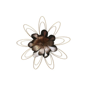 Decorative Rustic Finish Metal Flower Wall Decor, Small, Gray