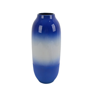 Cylindrical Ceramic Vase with Round Mouth, Blue and white