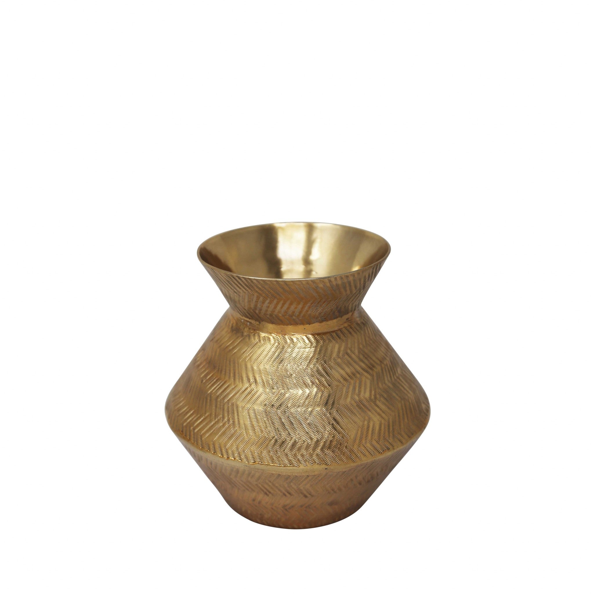 Aluminium Vase with Textured Details, Small, Gold