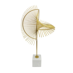Metal Sculpture with a Marble Stand, Large, Gold and White