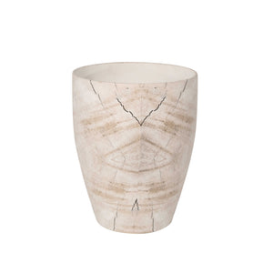 Cracked Ceramic Vase with Wide Opening and Tapered Bottom, Small, Beige