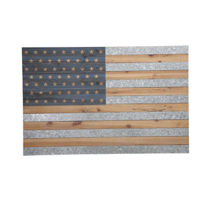 Wood and Tin American Flag  Wall Decor Accent, Multicolor