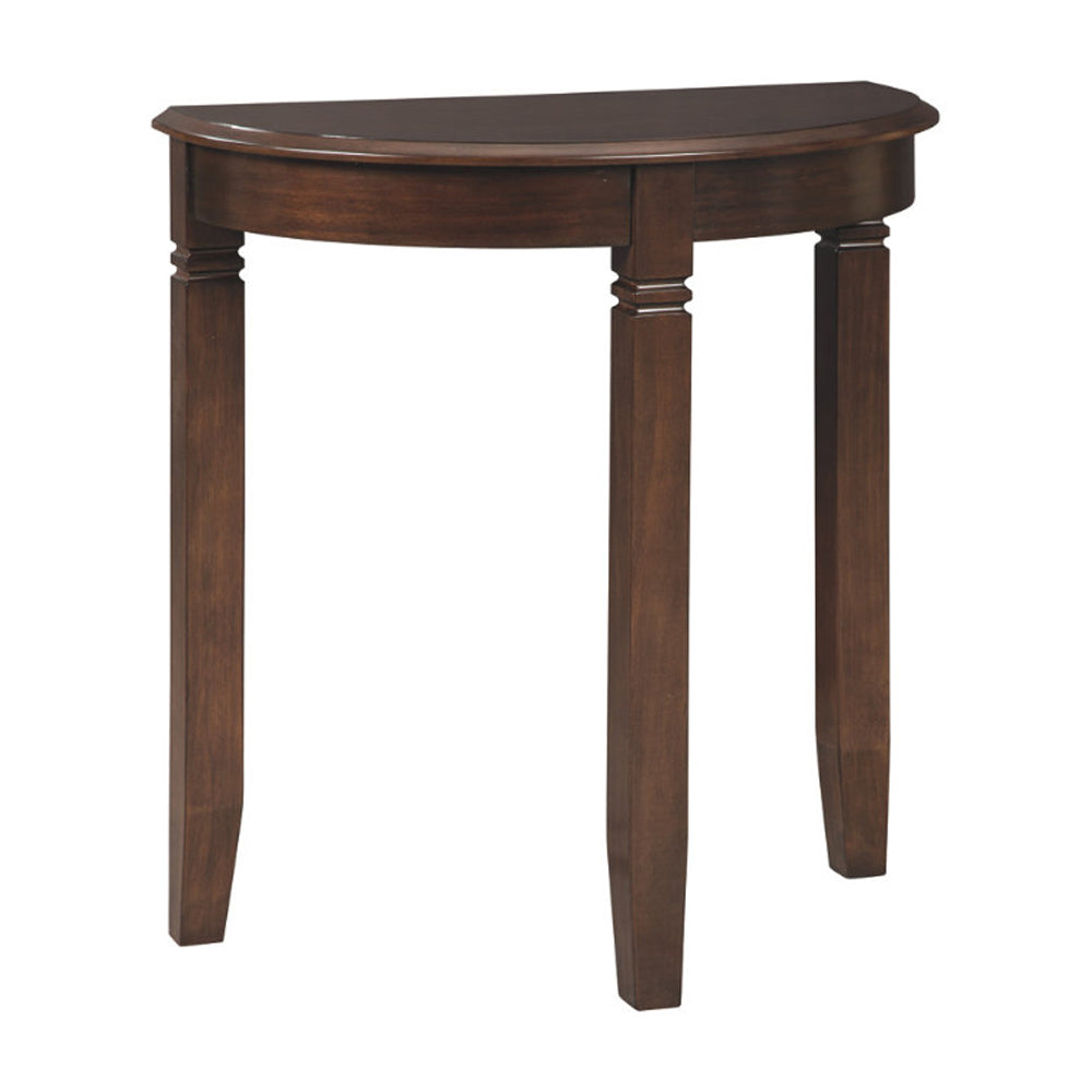 Half Moon Shaped Wooden Console Table with Tapered Legs Support, Brown