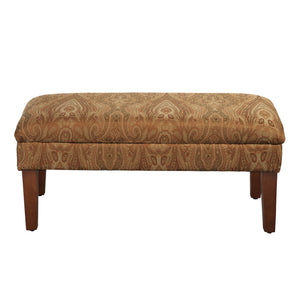 Patterned Fabric Upholstered Wooden Bench with Lift Top Storage, Multicolor