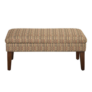 Geometric Patterned Fabric Upholstered Wooden Bench with Lift Top Storage, Multicolor