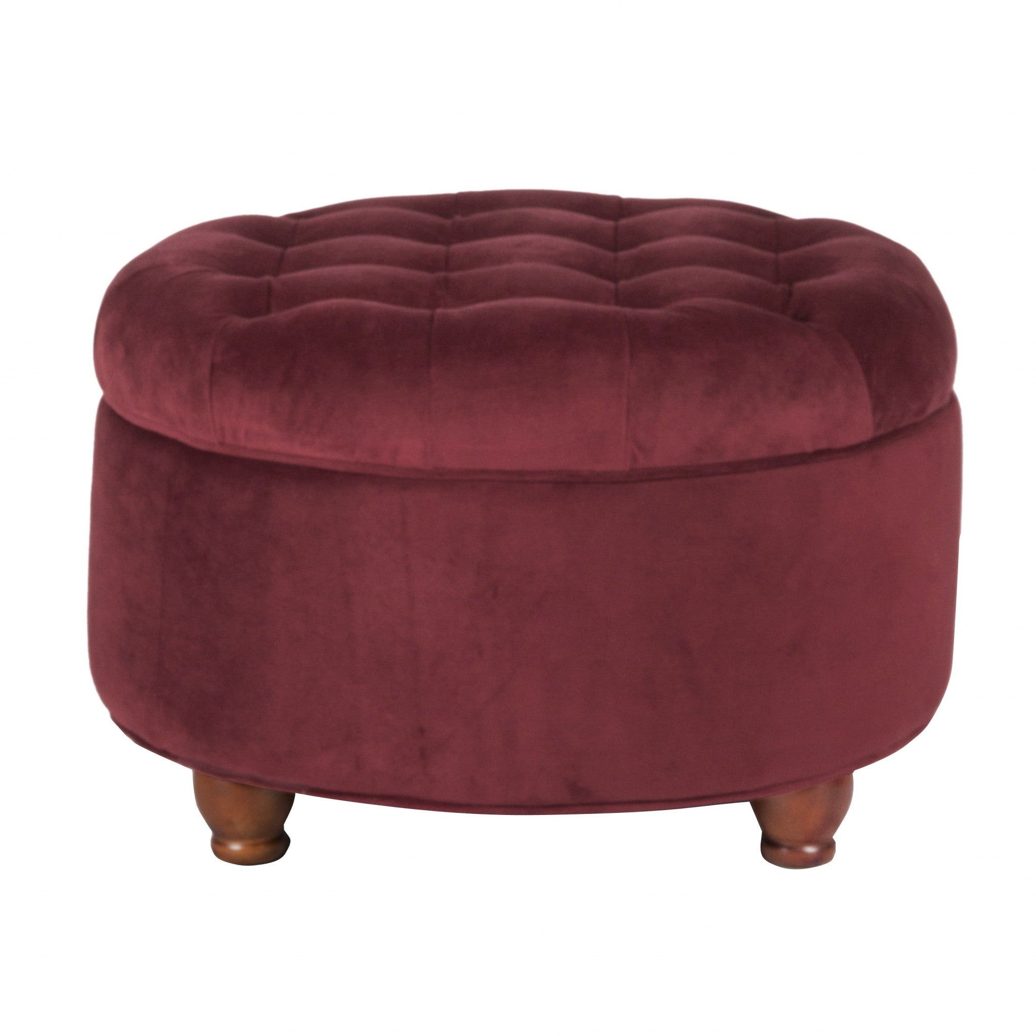 Velvet Upholstered Wooden Ottoman with Tufted Lift Off Lid Storage, Red