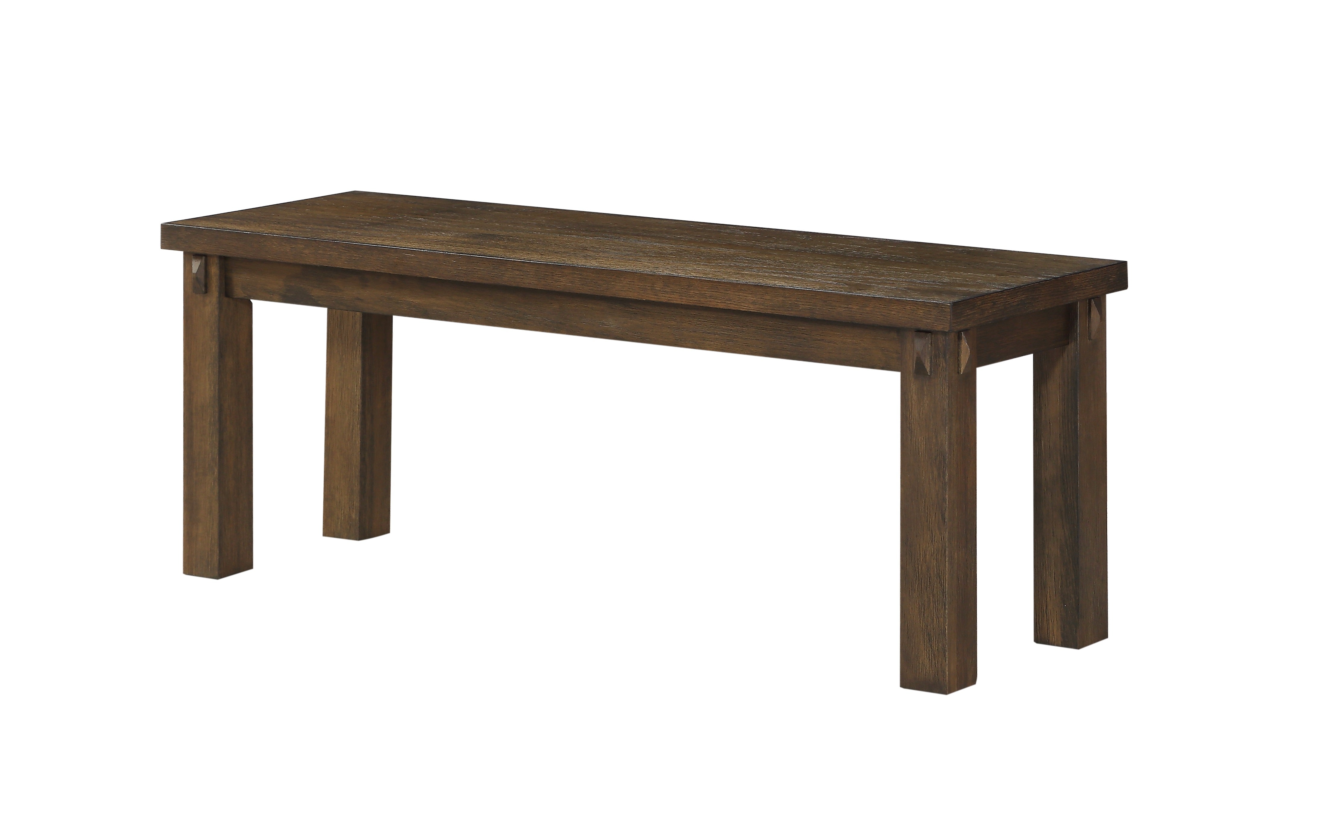 Poplar Wood Dining Side Bench with Thick Block Legs, Brown