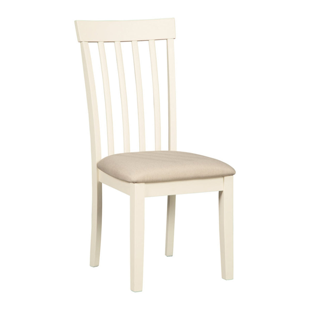 Solid Wood Dining Side Chair with Polyester Upholstered Seat, Set of Two, White