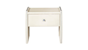 Leather Upholstered Wooden Nightstand with One Drawer, Cream