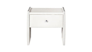 Leather Upholstered Wooden Nightstand with One Drawer, White