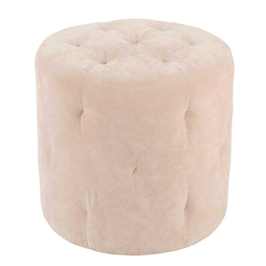 Velvet Upholstered Wooden Kids Ottoman With Tufted Details, Pink