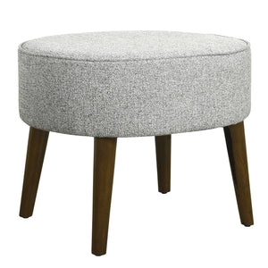 Upholstered Ottoman with Wooden Angled Tapered Legs, Gray and Brown