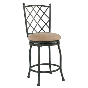 Counter Stool with Fabric Upholstered seat and Designer Back, Beige and Black