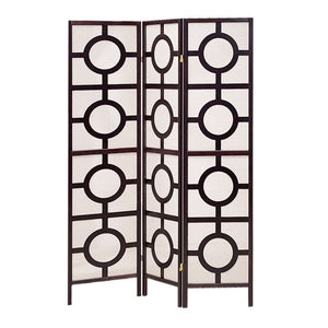 51" x 1" x 70" Brown, Wood, Jute Inlay - 3 Panel Screen