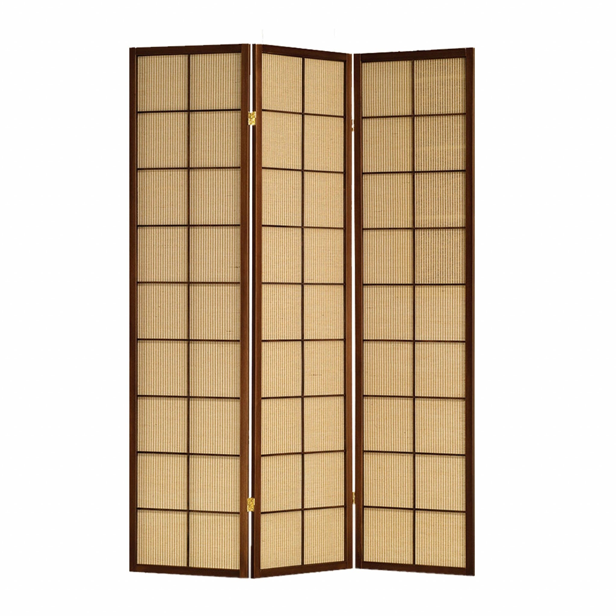 51" x 1" x 70" Brown, Shoji And Wood Calabasas - 3 Panel Screen