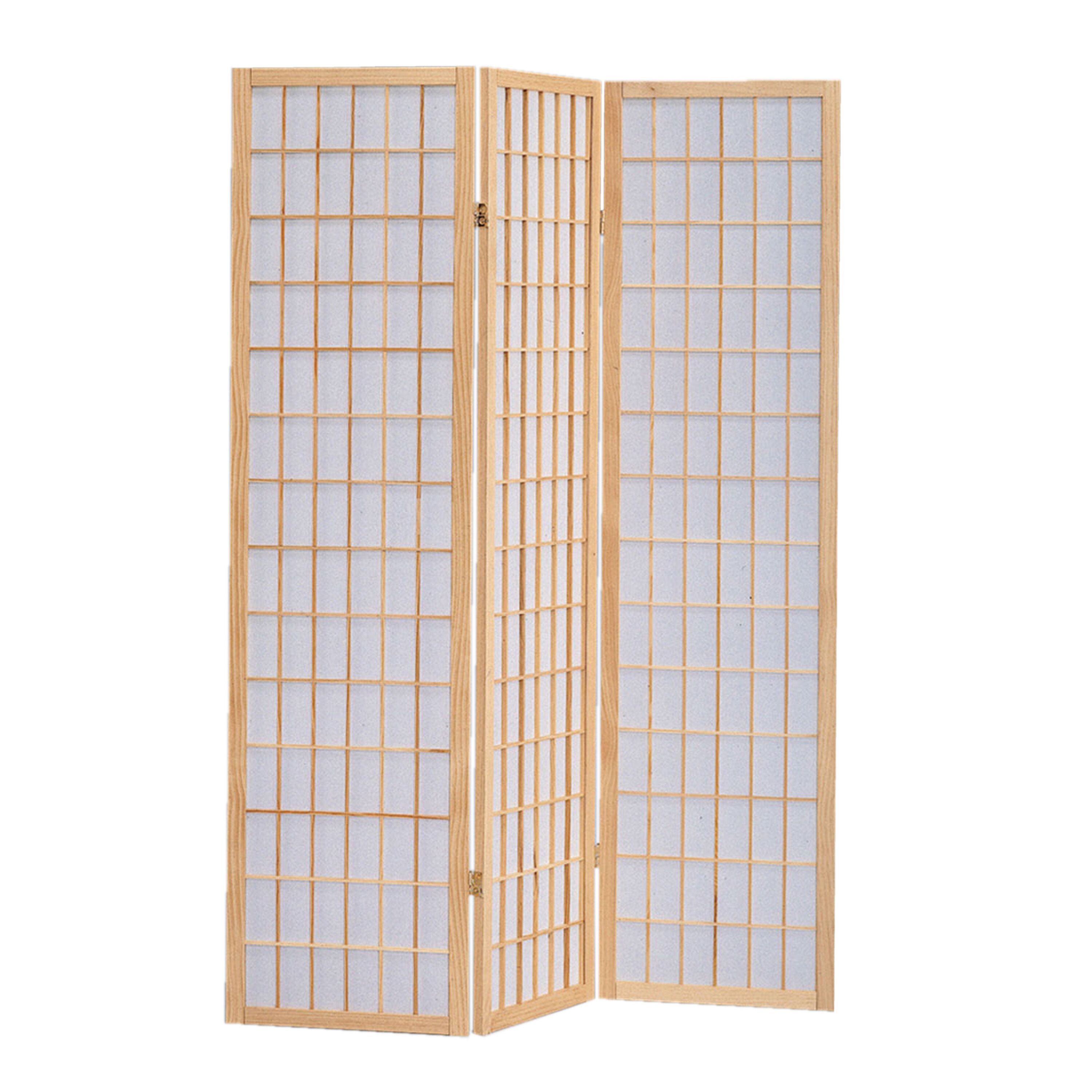 51" x 1" x 70" Natural Brown, Shoji And Wood - 3 Panel Screen