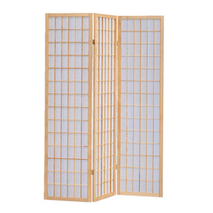 51" x 1" x 70" Natural Brown, Shoji And Wood - 3 Panel Screen