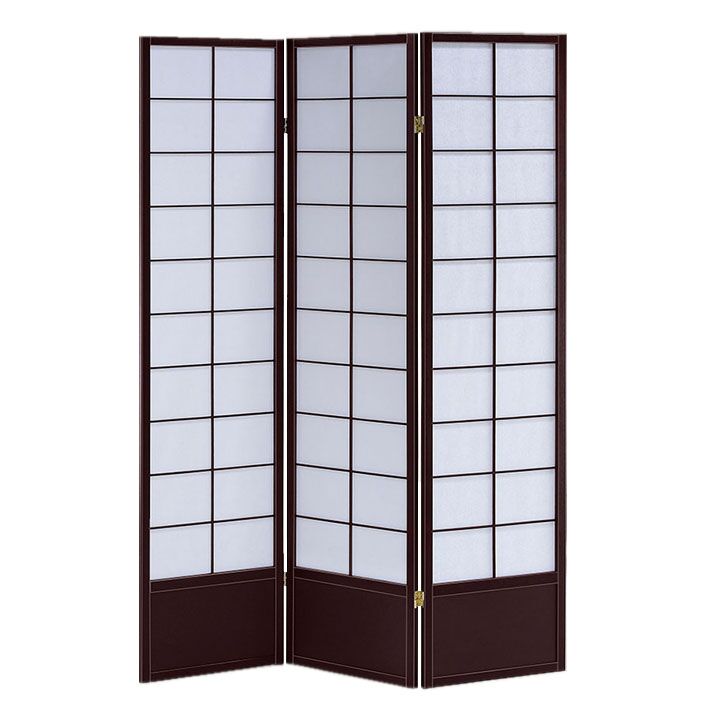 51" x 1" x 70" Black, Shoji And Wood - 3 Panel Screen