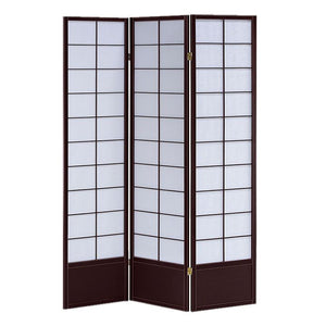 51" x 1" x 70" Black, Shoji And Wood - 3 Panel Screen